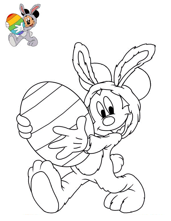 Coloriage Mickey Pâques Disney - Pâques Disney à imprimer