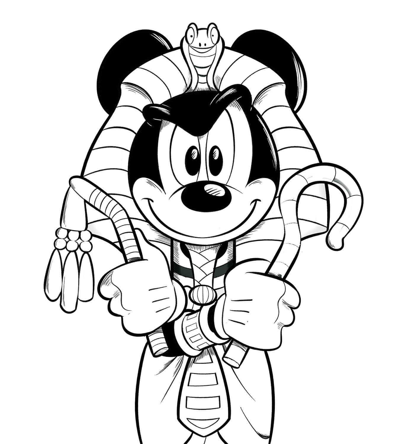 Coloriage Mickey Pharaon Égypte - Égypte à imprimer
