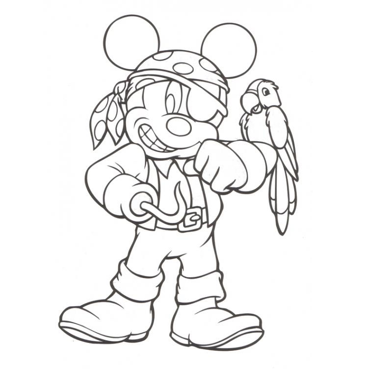 Coloriage Mickey Pirate - Alphabet disney à imprimer