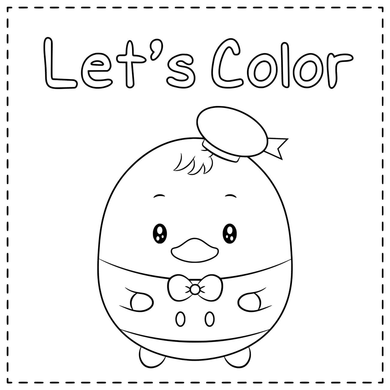 Coloriage Mignon Canard Kawaii - Canard à imprimer