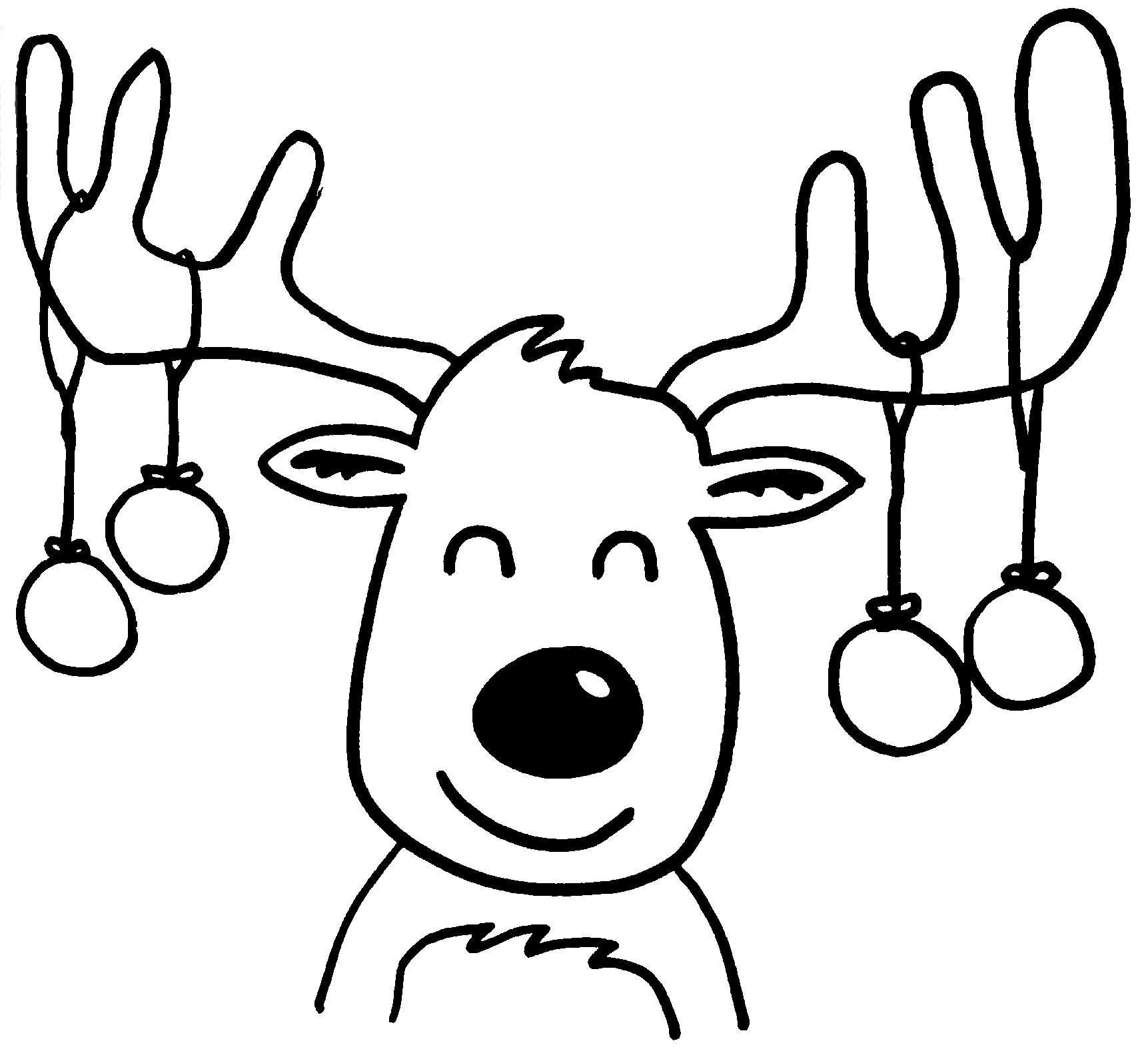 Coloriage Mignon Renne De Noël - Renne de Noël à imprimer