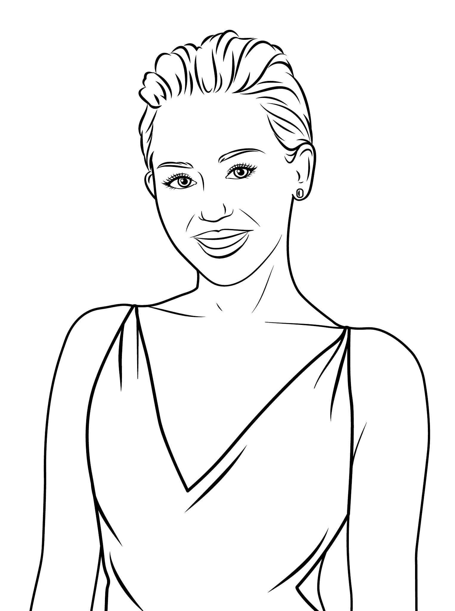 Coloriage Miley Cyrus Célébrité Star - Fille ado à imprimer