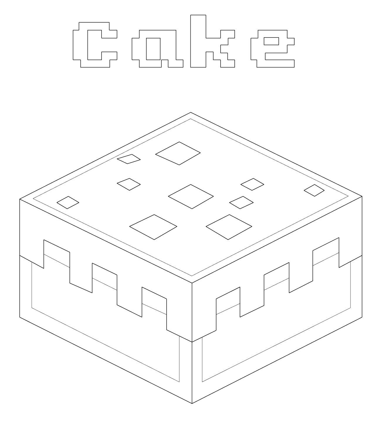 Coloriage Minecraft Gâteau Cake - Minecraft à imprimer