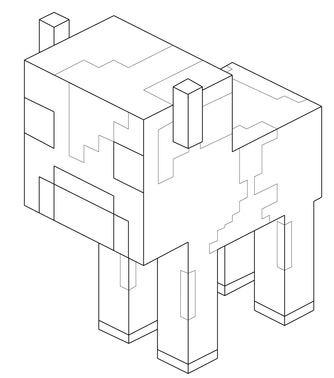 Coloriage Minecraft Bébé Mooshroom Vache - Minecraft à imprimer