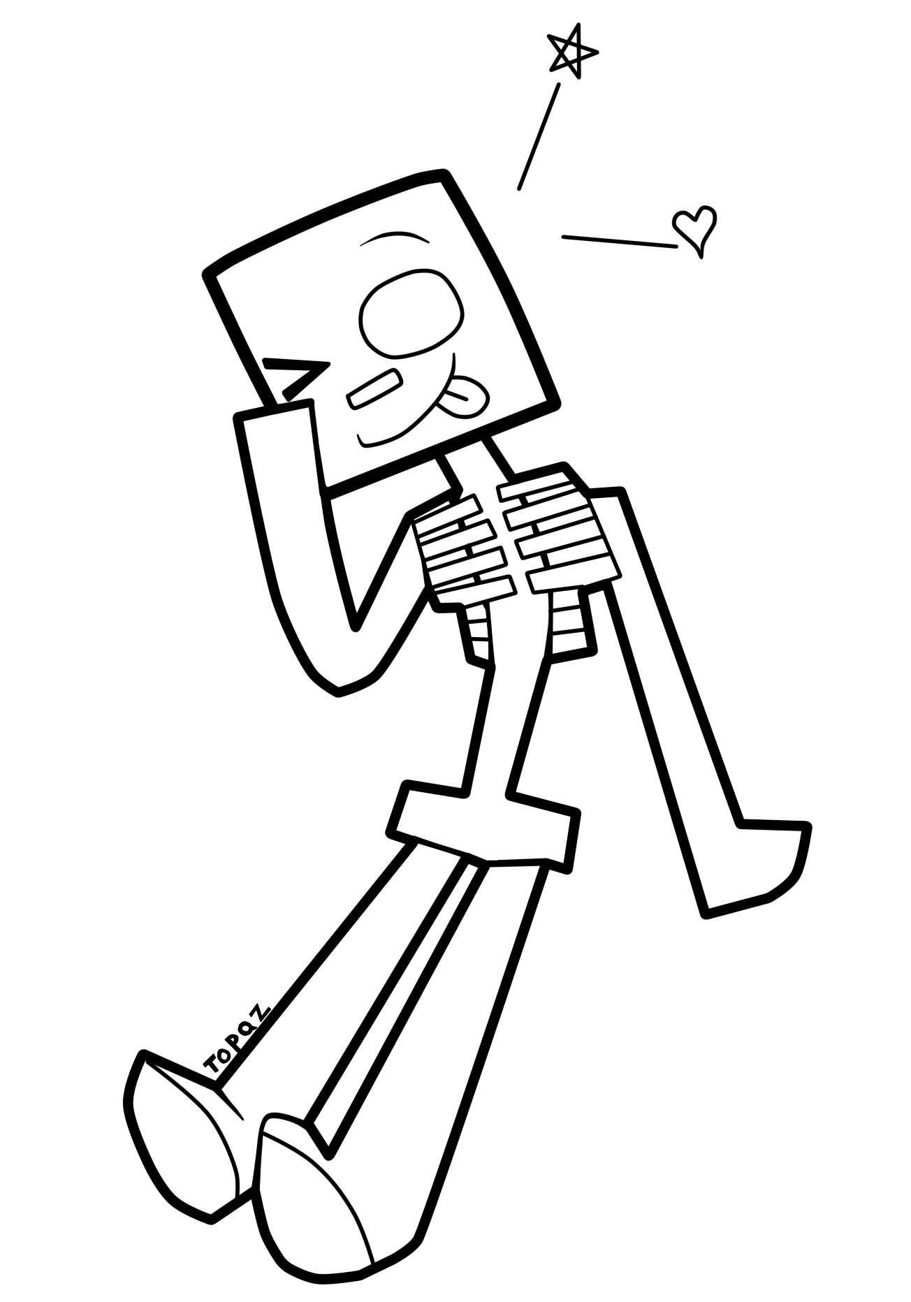 Coloriage Squelette Minecraft amusant - Minecraft à imprimer