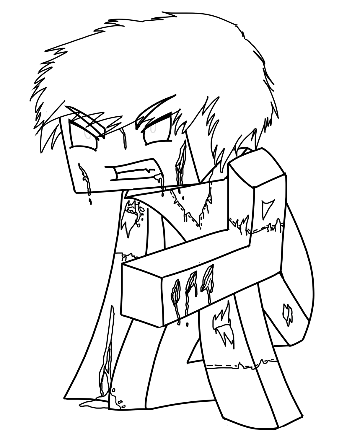 Coloriage Minecraft Herobrine By 11icedragon11 Zombie - Minecraft à imprimer