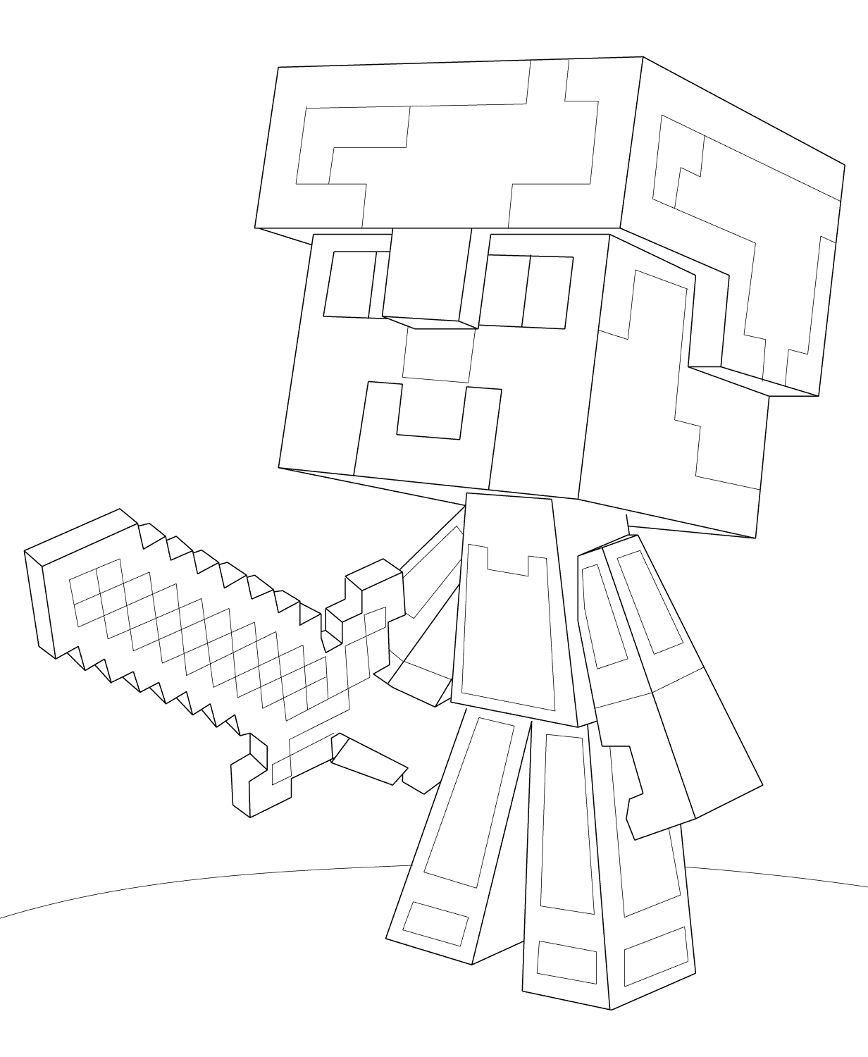 Coloriage Minecraft Steve Diamond Armor - Minecraft à imprimer