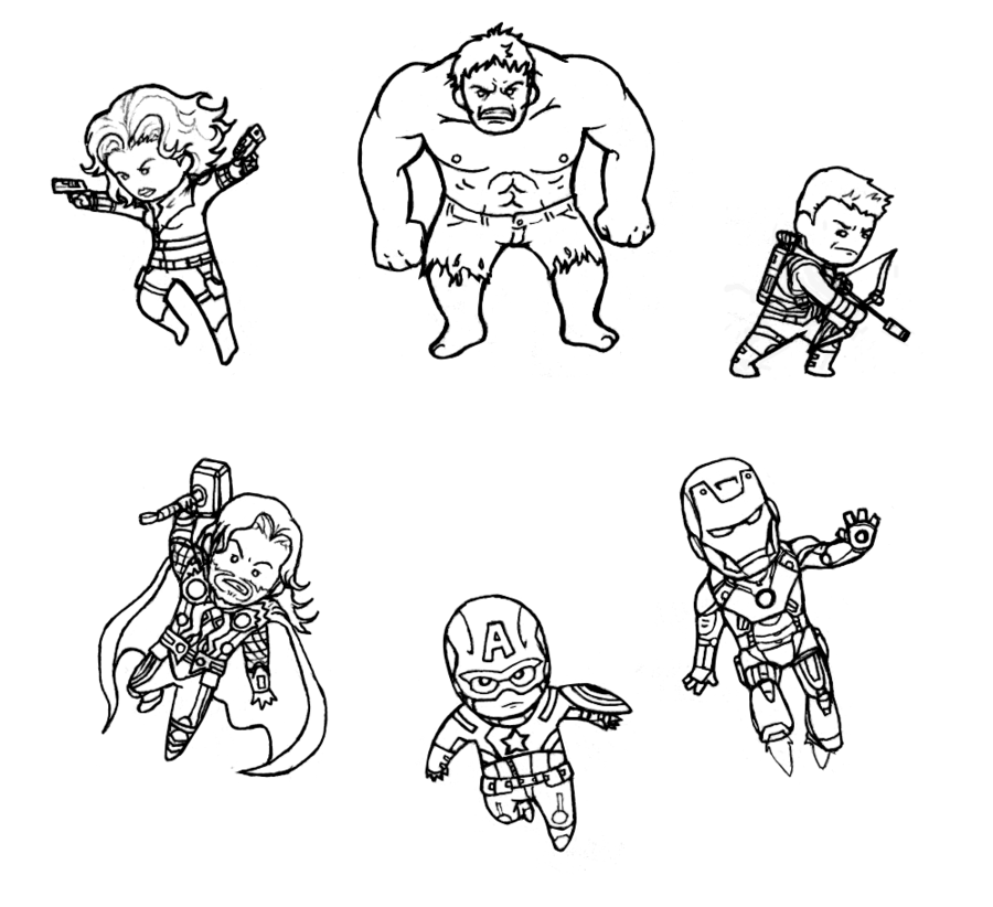 Coloriage Mini Avengers Marvel - Lego marvel à imprimer