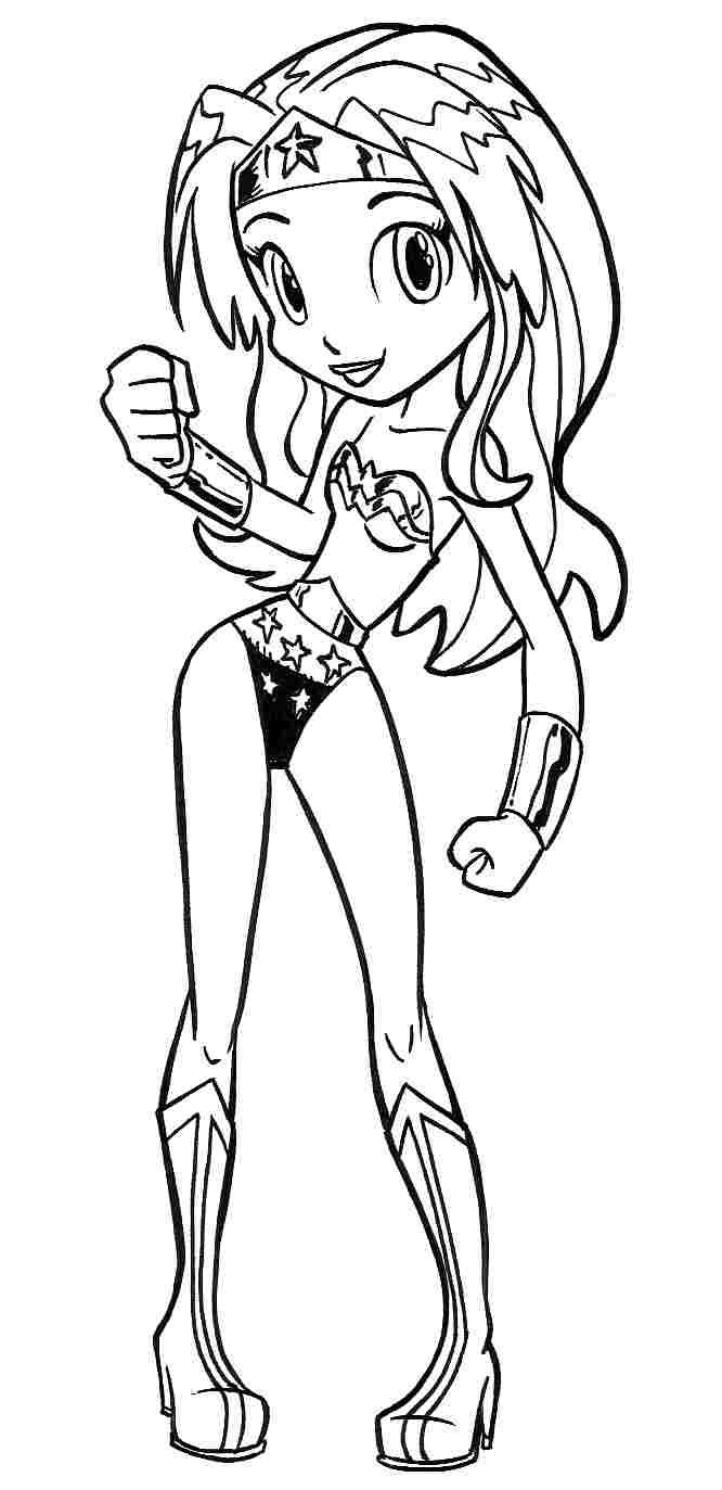 Coloriage Wonder Woman Mignon DC Comics - Super héroïne à imprimer