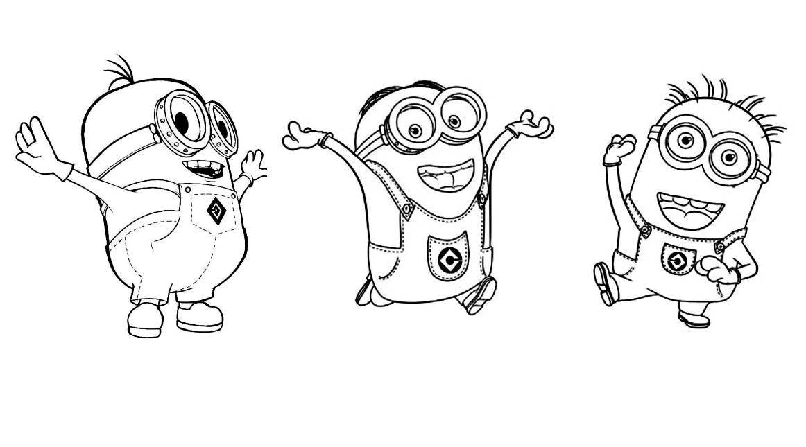 Coloriage Minion A Trois - Minions à imprimer