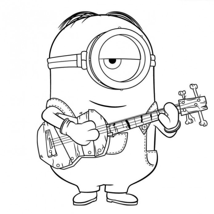 Coloriage Minion Adore La Musique - Minions à imprimer
