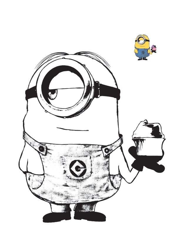 Coloriage Minion Aime La Crème Glace - Minions à imprimer