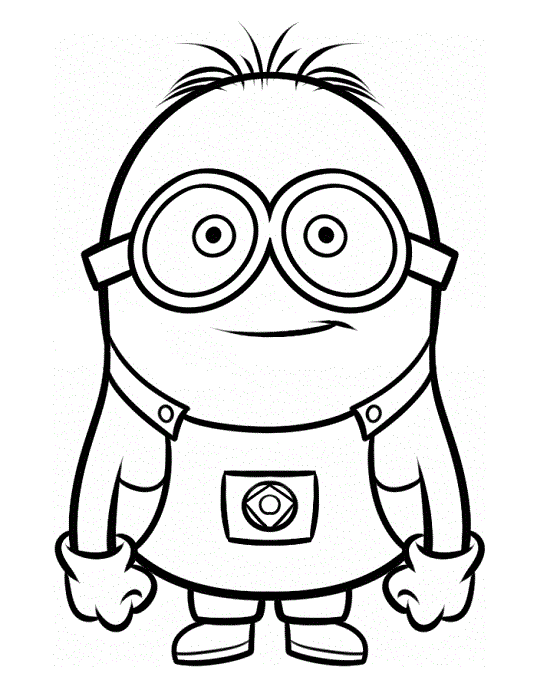 Coloriage Minion jaune souriant avec salopette - Minions à imprimer