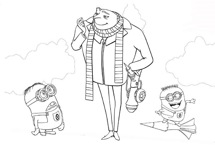 Coloriage Minion riant avec ses grands yeux expressifs - Minions à imprimer