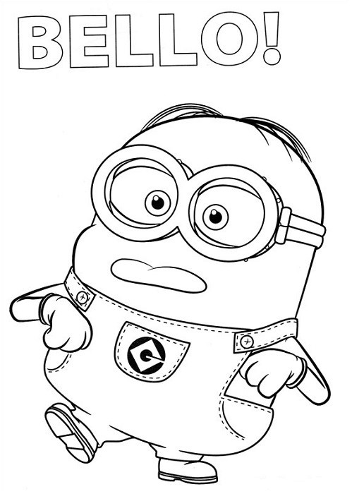 Coloriage Minion rieur aux grands yeux ronds - Minions à imprimer