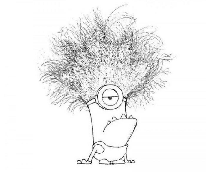 Coloriage Minion en action avec ses accessoires - Minions à imprimer