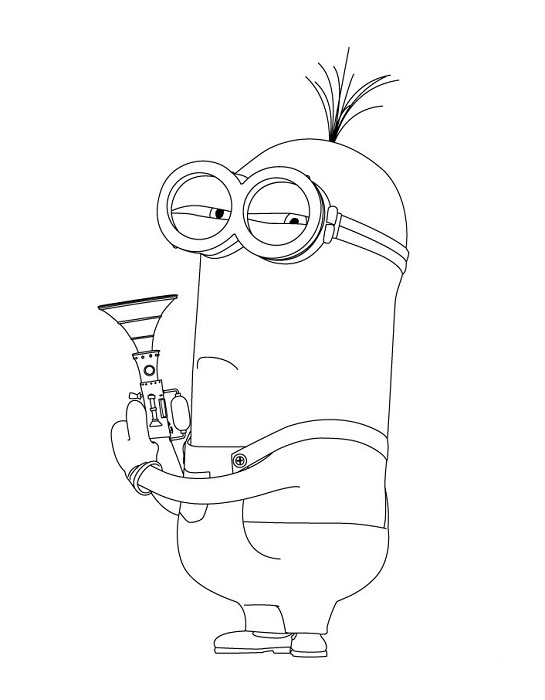 Coloriage Minion rieur avec grosses lunettes jaunes - Minions à imprimer