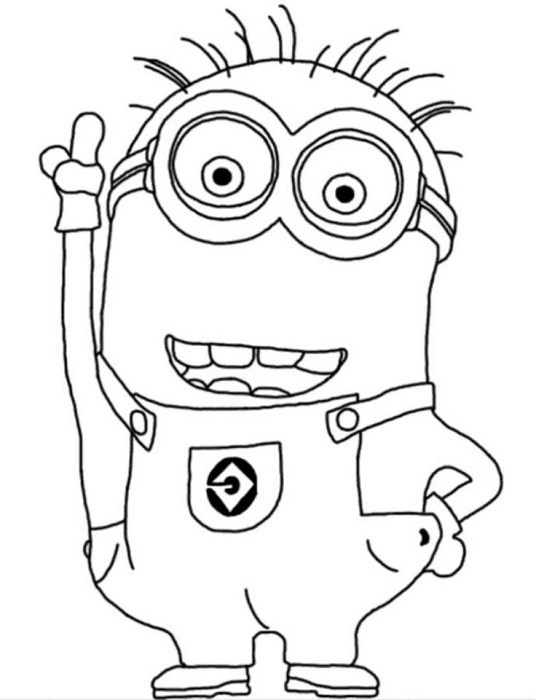 Coloriage Minion malveillant aux grands yeux jaunes - Minions à imprimer