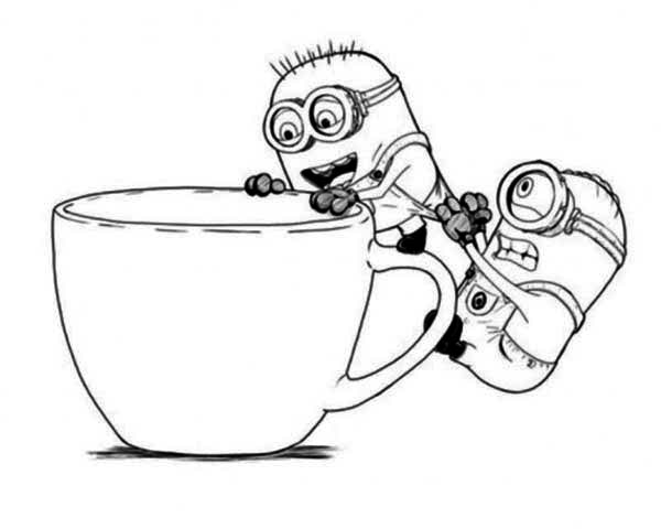 Coloriage Minion De Moi Moche Et Méchant Adore Le Café - Minions à imprimer