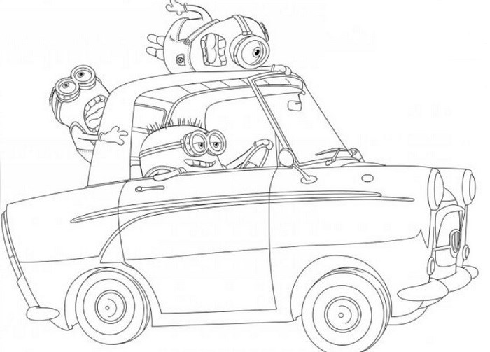 Coloriage Minion De Moi Moche Et Méchant Dans Une Voiture - Minions à imprimer