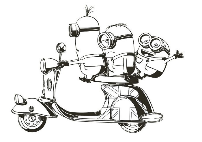 Coloriage Minion De Moi Moche Et Méchant Sur Une Moto - Minions à imprimer