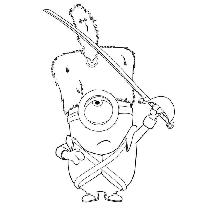 Coloriage Minion En Mode Soldat - Minions à imprimer