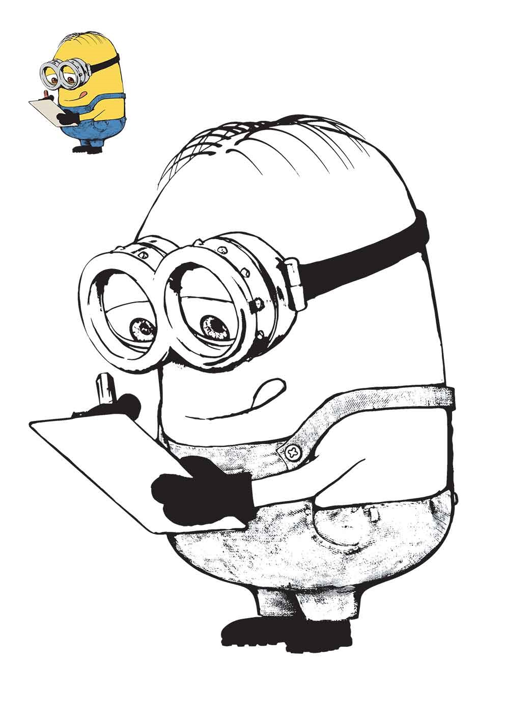 Coloriage Minion Entrain De Prendre Des Notes - Minions à imprimer
