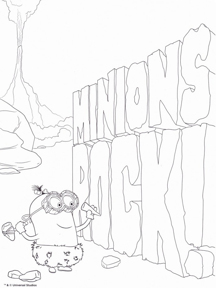 Coloriage Minion Prehistorique - Minions à imprimer