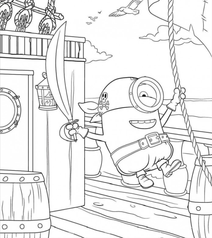 Coloriage Minion Sur Unbateau De Pirate - Minions à imprimer