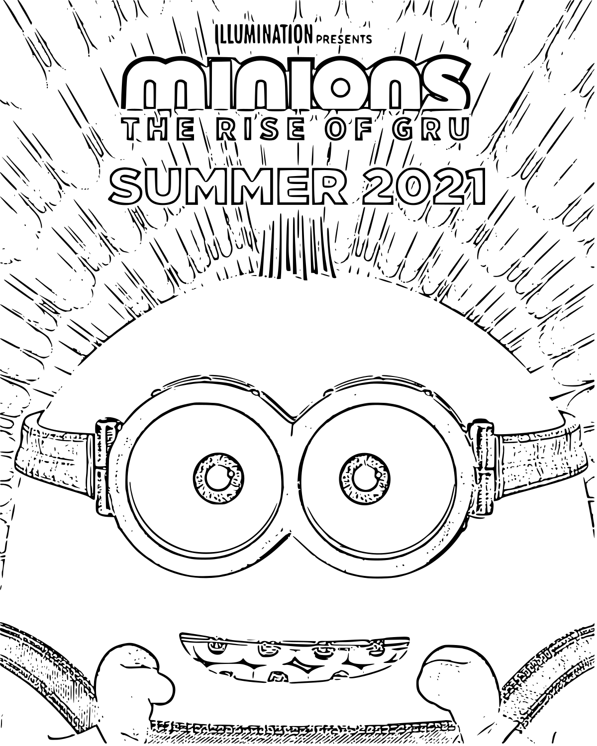 Coloriage Minions préparant l'été 2021 - Minions à imprimer