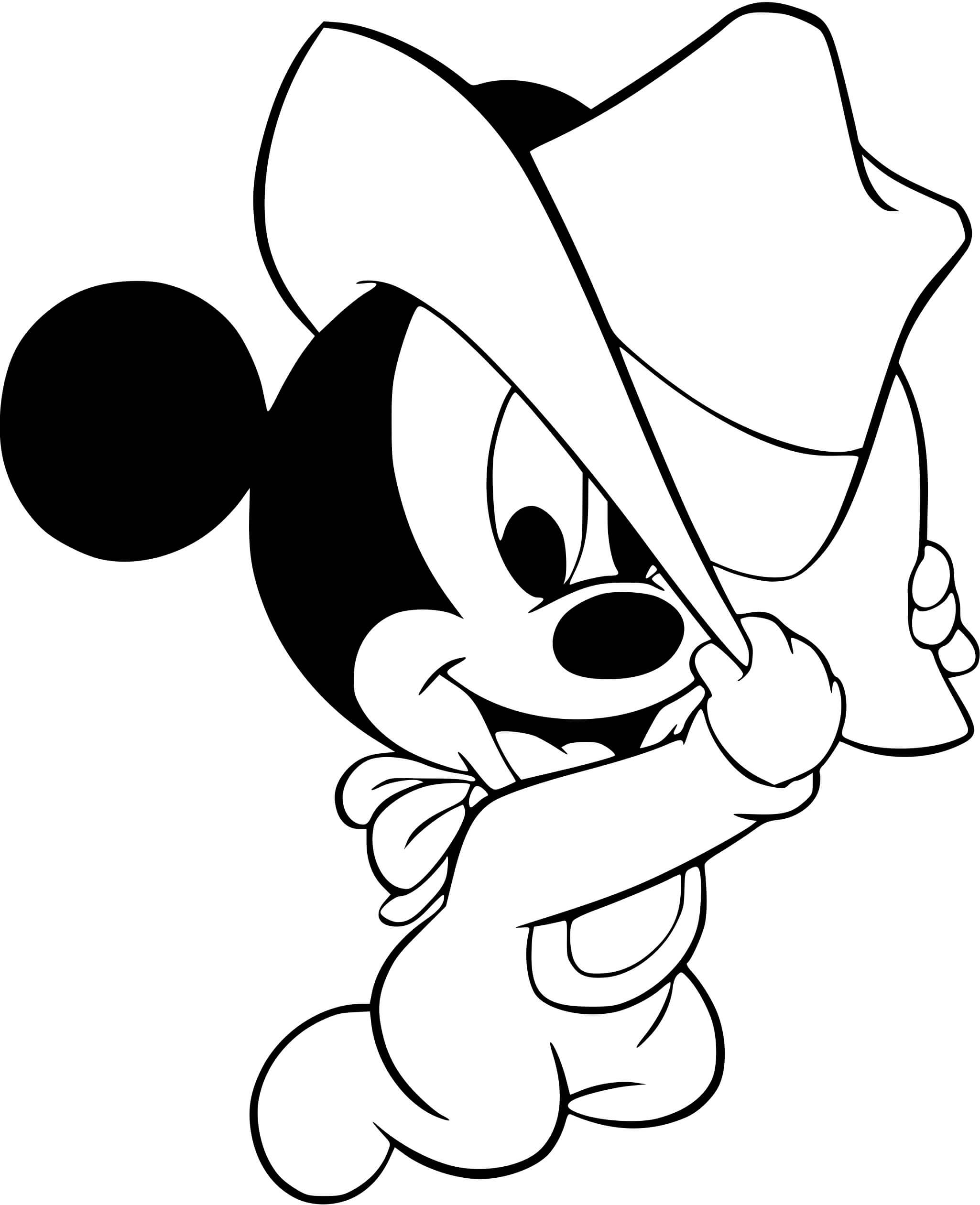 Coloriage Minnie Mouse Avec Un Chapeau Cowboy - Disney bébé à imprimer