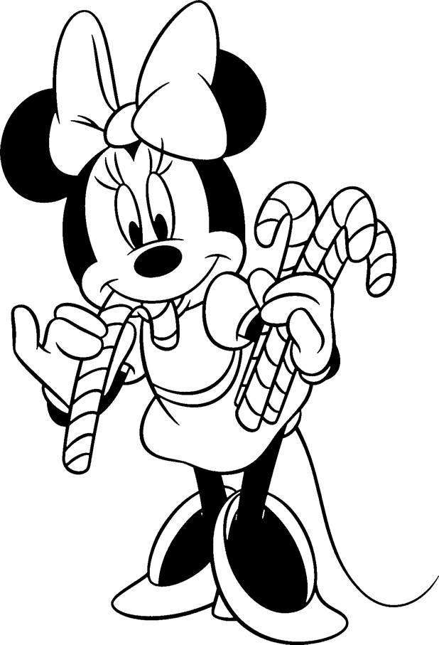 Coloriage Minnie Mouse Disney Noël - Noël Disney à imprimer