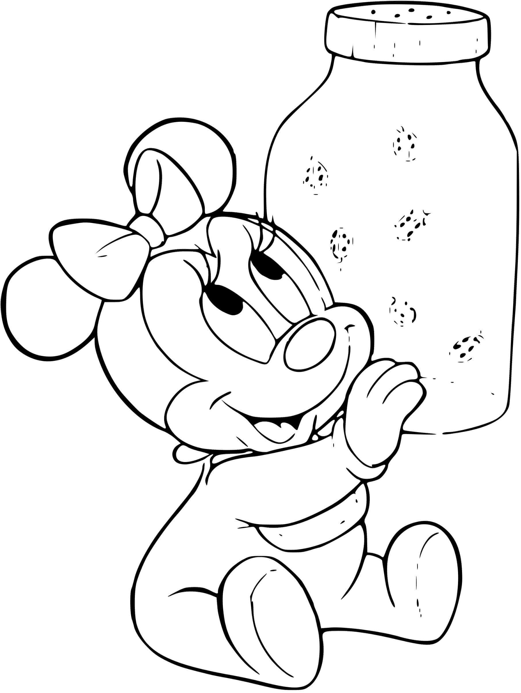 Coloriage Minnie mouse joue kawaii disney - Kawaii disney à imprimer