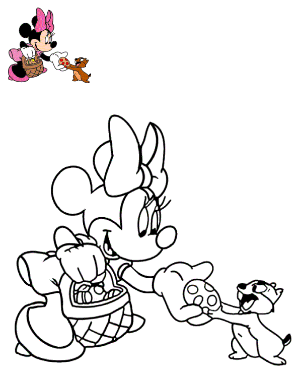 Coloriage Minnie Mouse Pâques Disney - Pâques Disney à imprimer