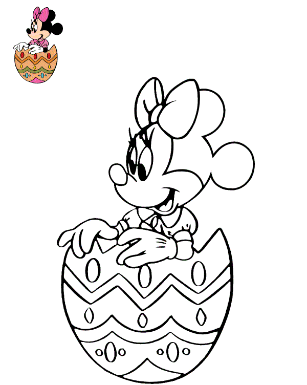 Coloriage Minnie Œuf Pâques Disney - Pâques Disney à imprimer
