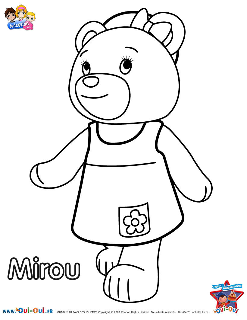 Coloriage Mirou Nounours De Oui Oui Dessin Anime - Oui oui à imprimer