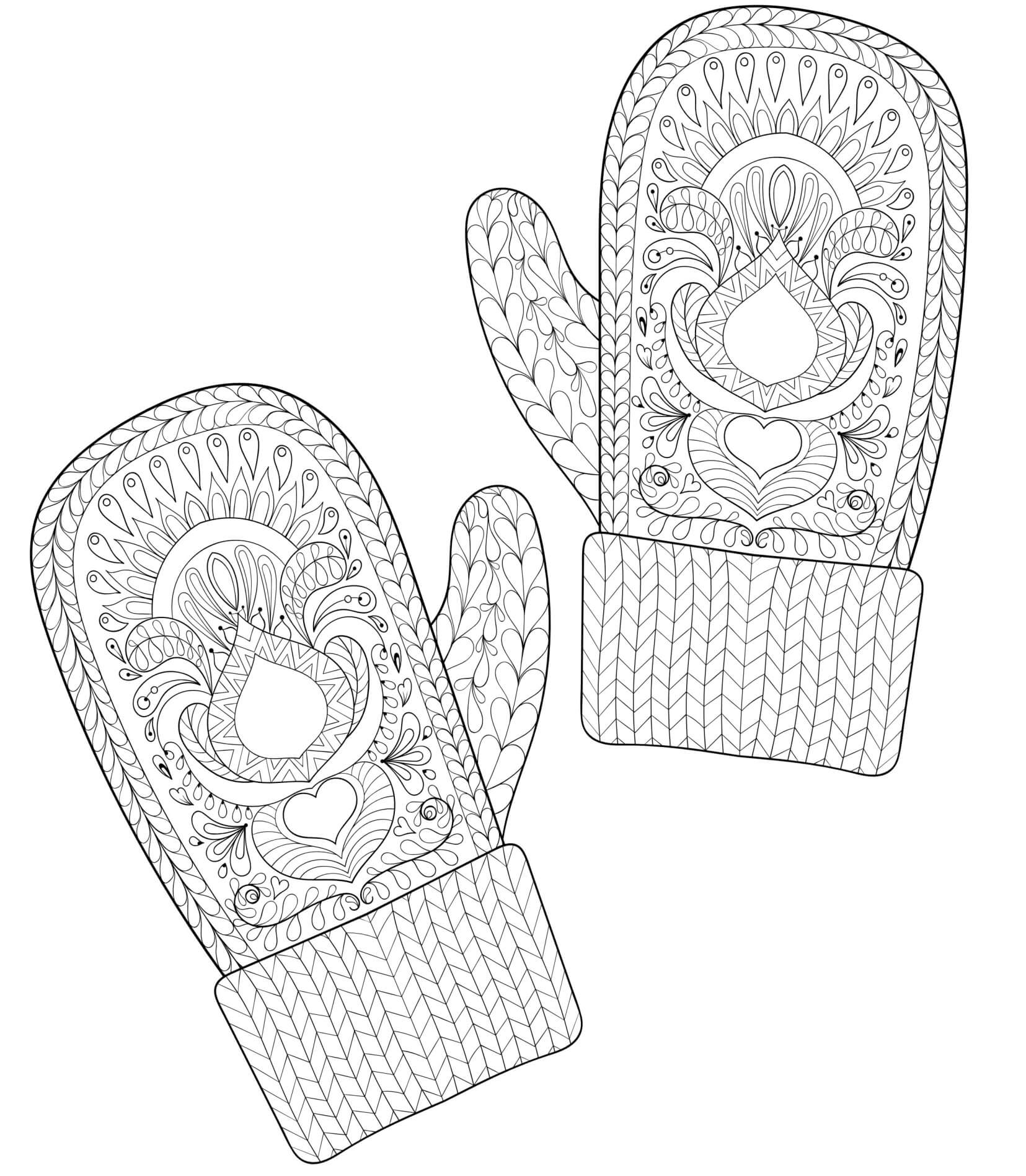 Coloriage Mitaine De Noël Pour Rester Au Chaud Anti Stress - Noël adulte à imprimer
