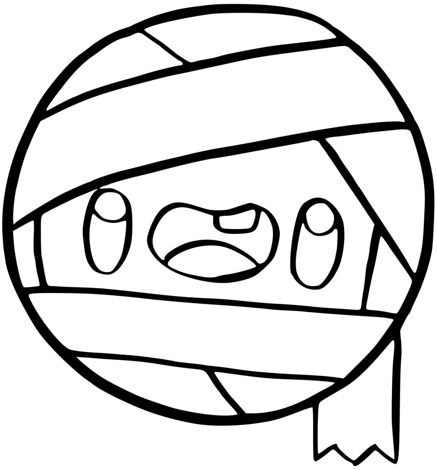 Coloriage Momie Kawaii Halloween Facile - Halloween à imprimer