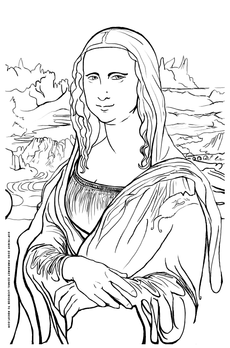 Coloriage Mona Lisa - Art à imprimer