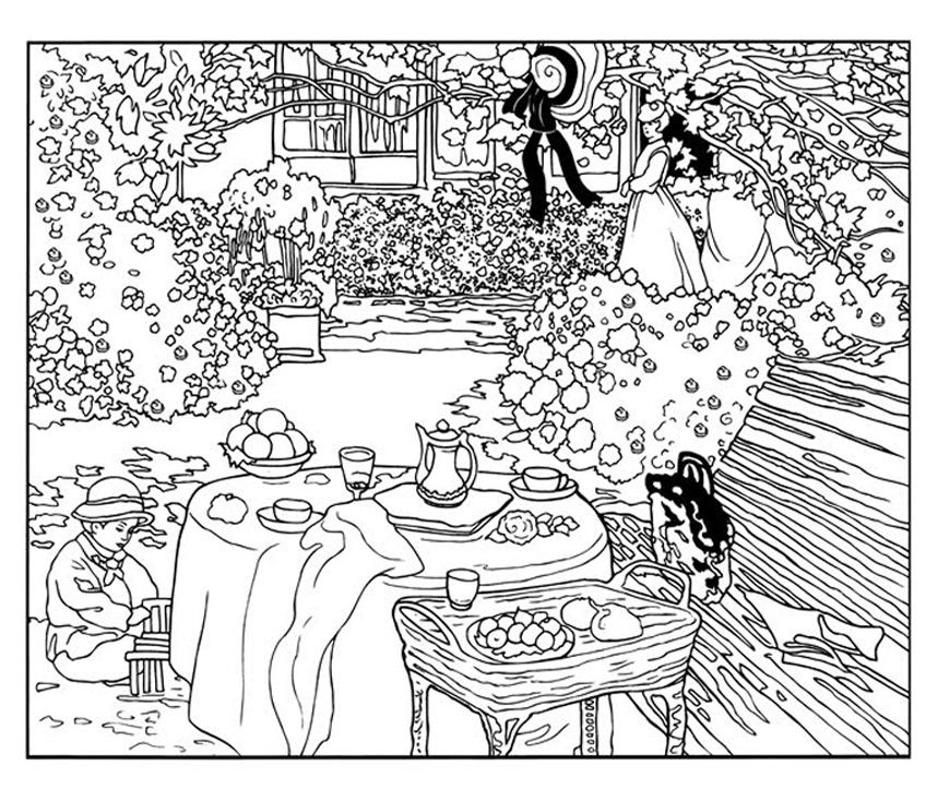 Coloriage Monet Drapeaux - Art à imprimer