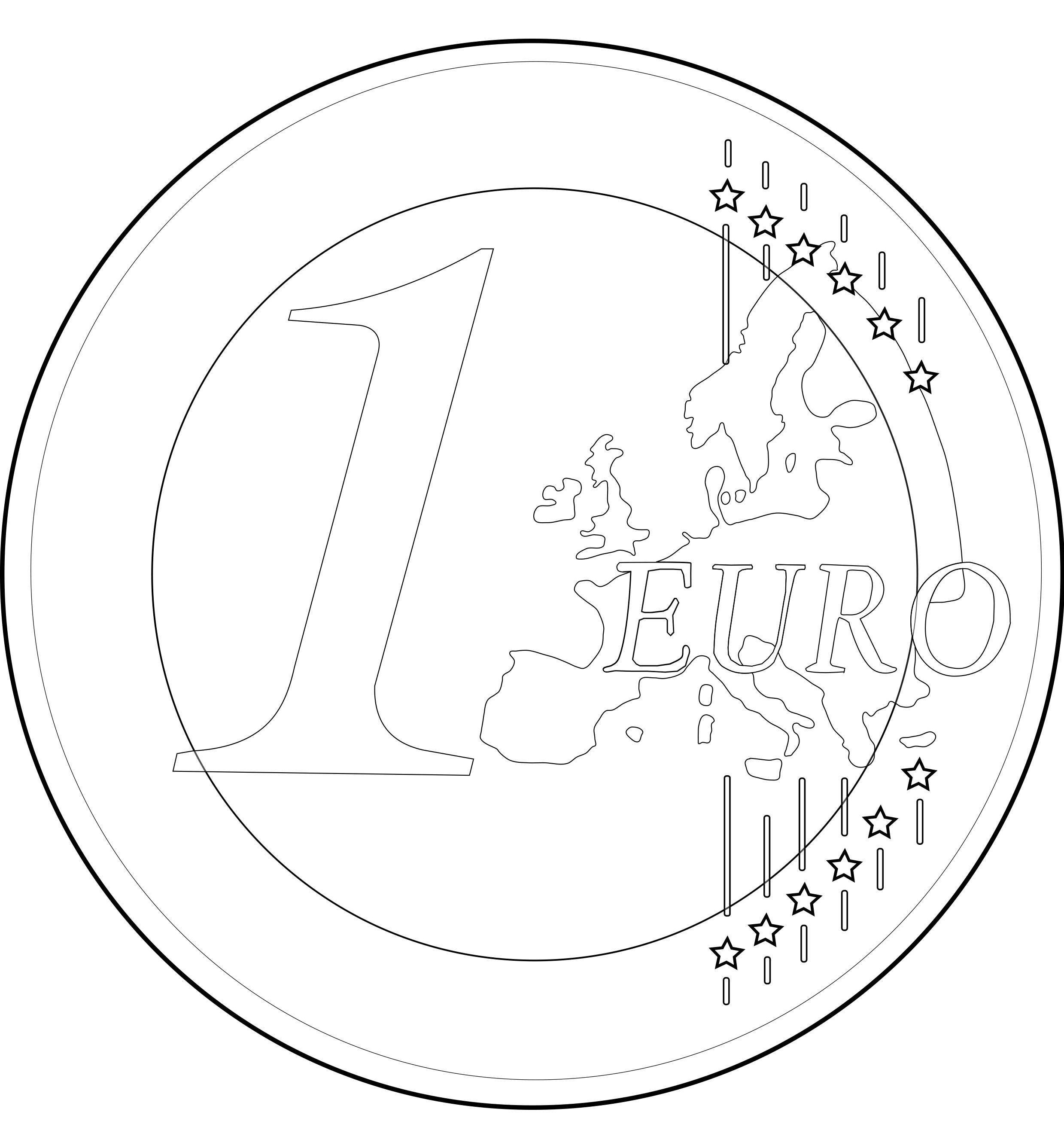 Coloriage Monnaie France 1 Euro - France à imprimer