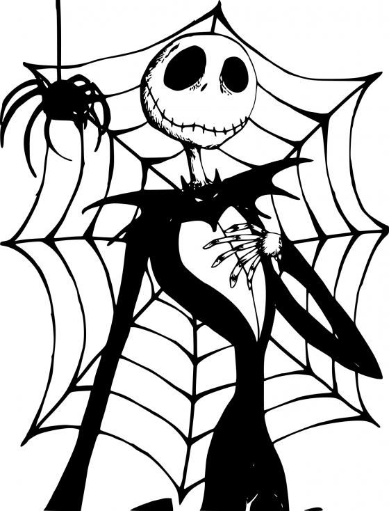 Coloriage Monsieur Jack Devant Une Toile Araignée - Monsieur jack à imprimer