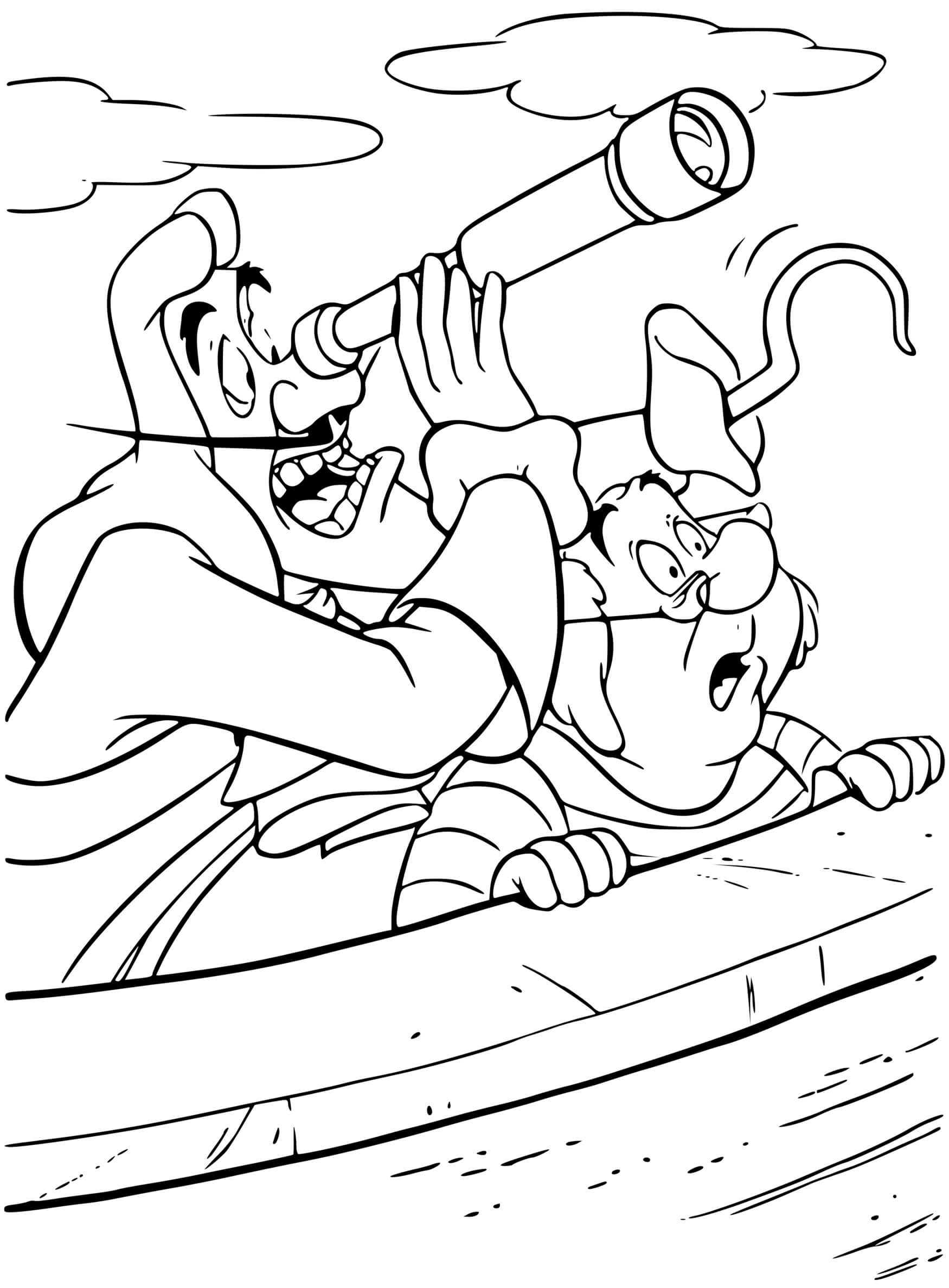 Coloriage Monsieur Mouche Avec Capitaine Crochet - Peter pan à imprimer