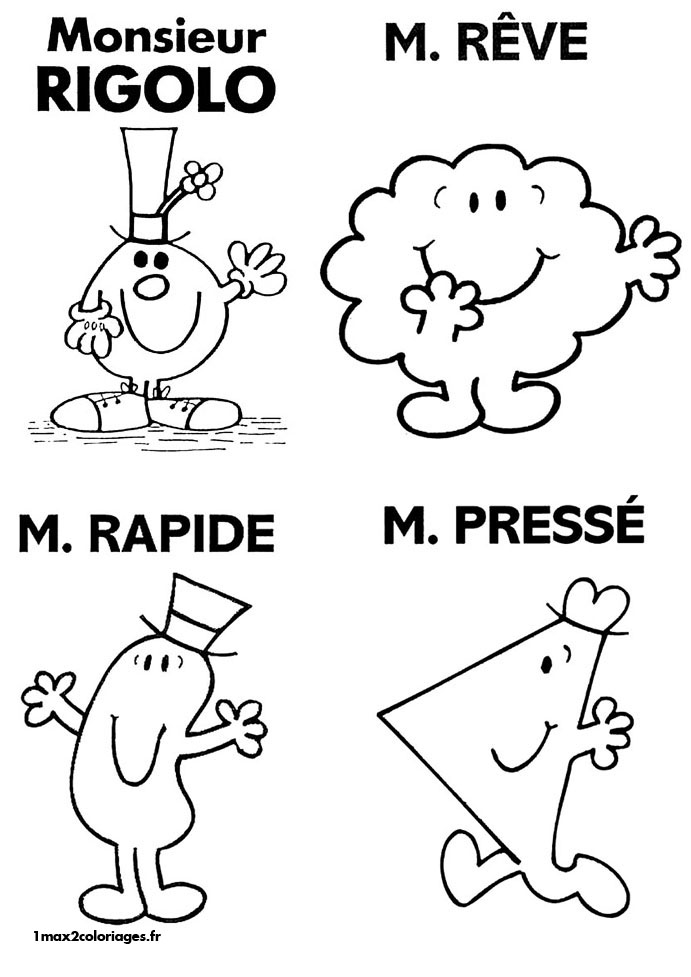 Coloriage Monsieur Rigolo Rêve Rapide Presse - Monsieur madame à imprimer