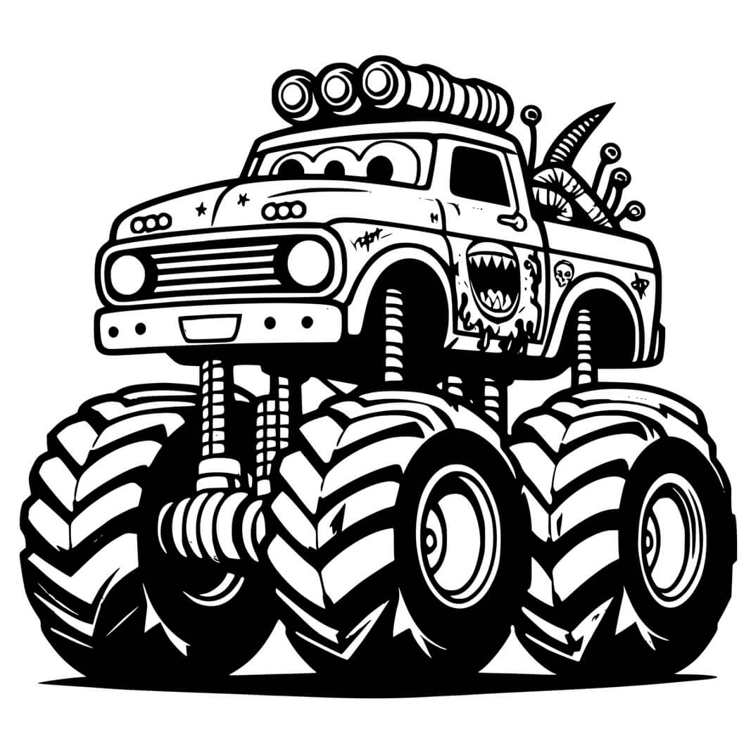 Coloriage Monster Truck 3 Eyes - Monster truck à imprimer