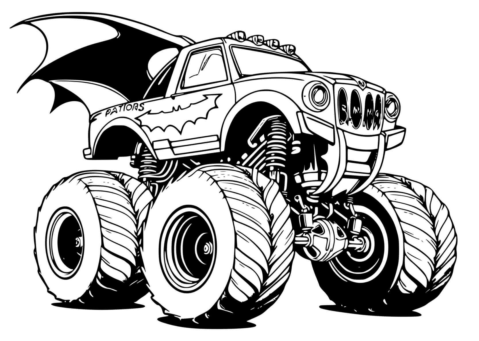 Coloriage Monster Truck Batman - Monster truck à imprimer