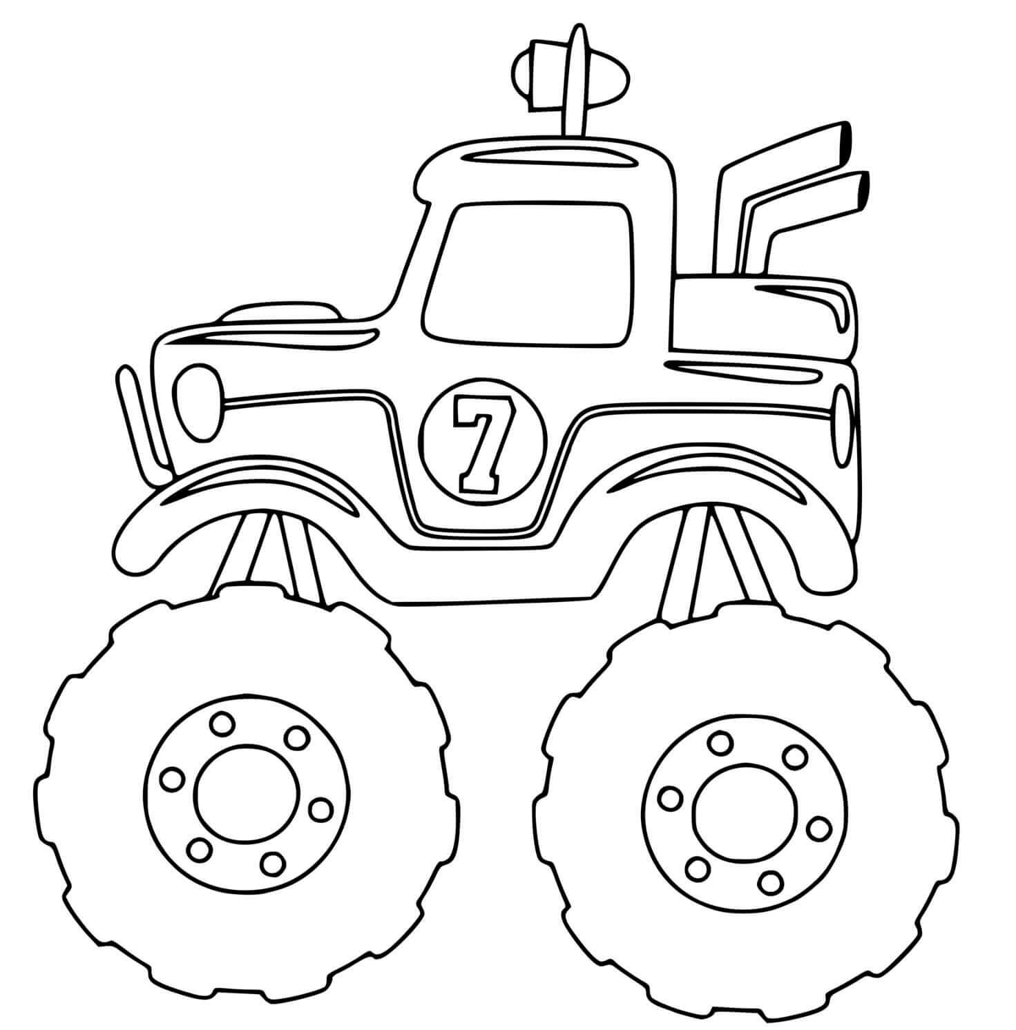 Coloriage Monster Truck rugissant en action - Monster truck à imprimer