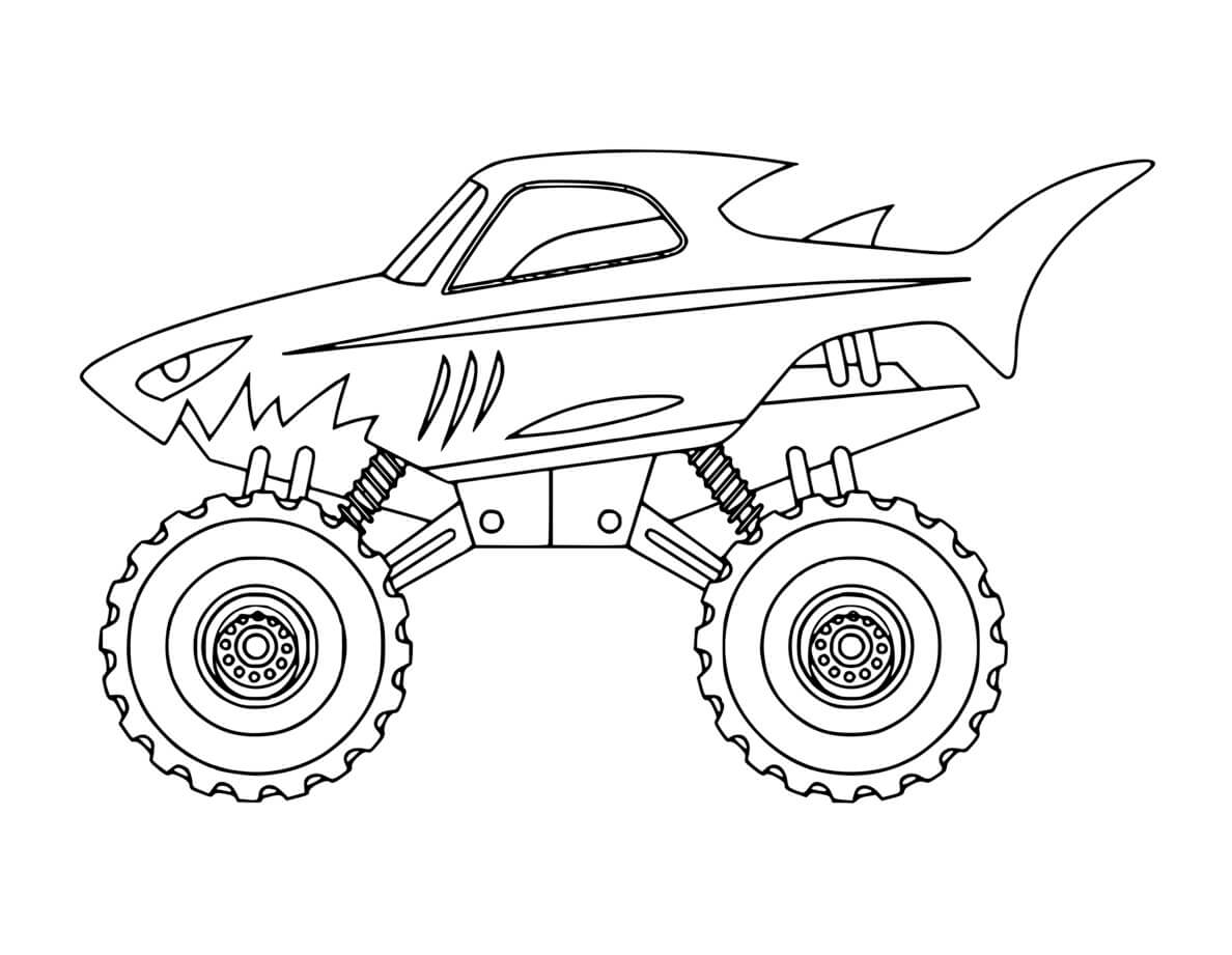 Coloriage Monster Truck Requin - Monster truck à imprimer