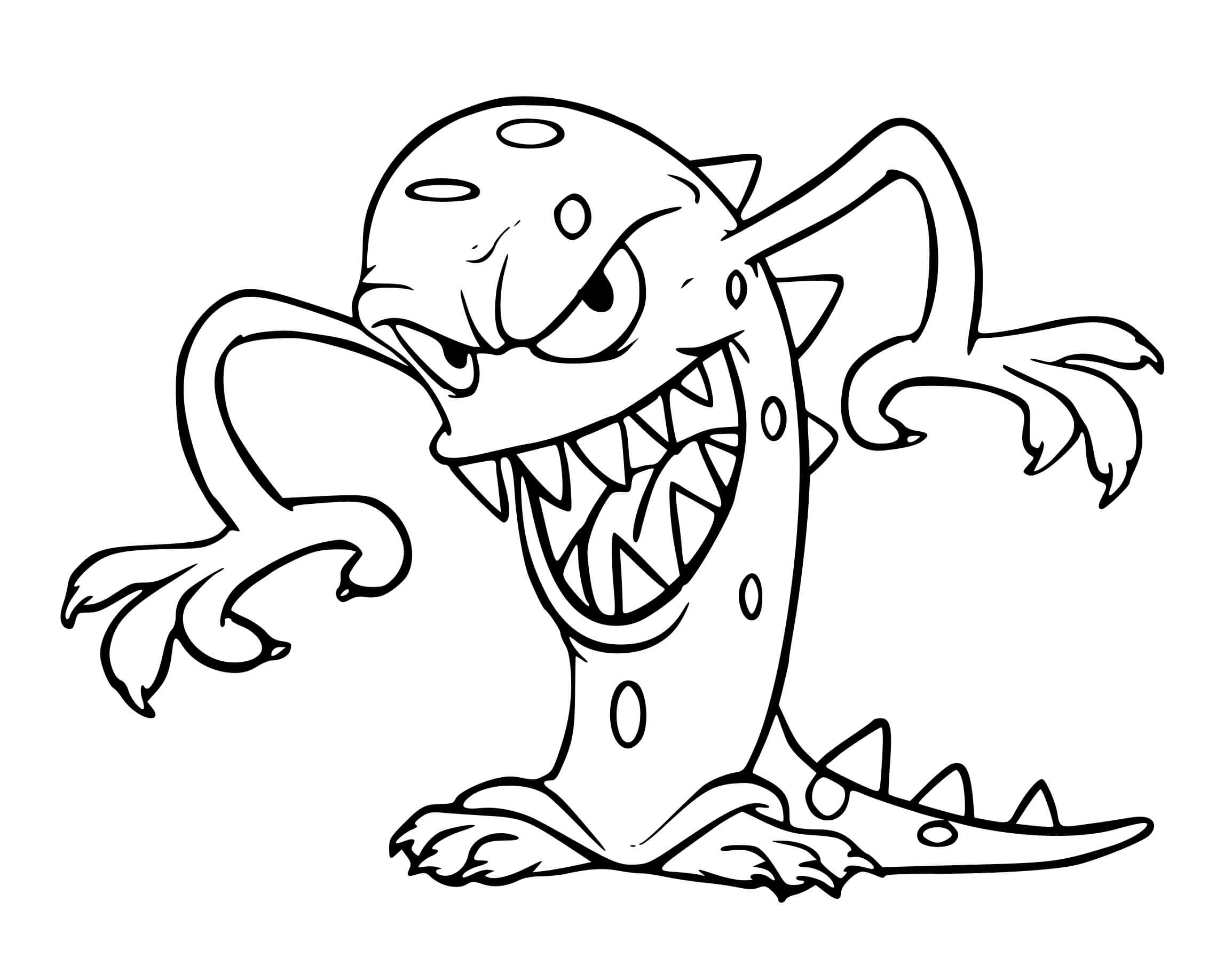 Coloriage Monstre Alien Prepare Un Mauvais Coup - Monstre à imprimer