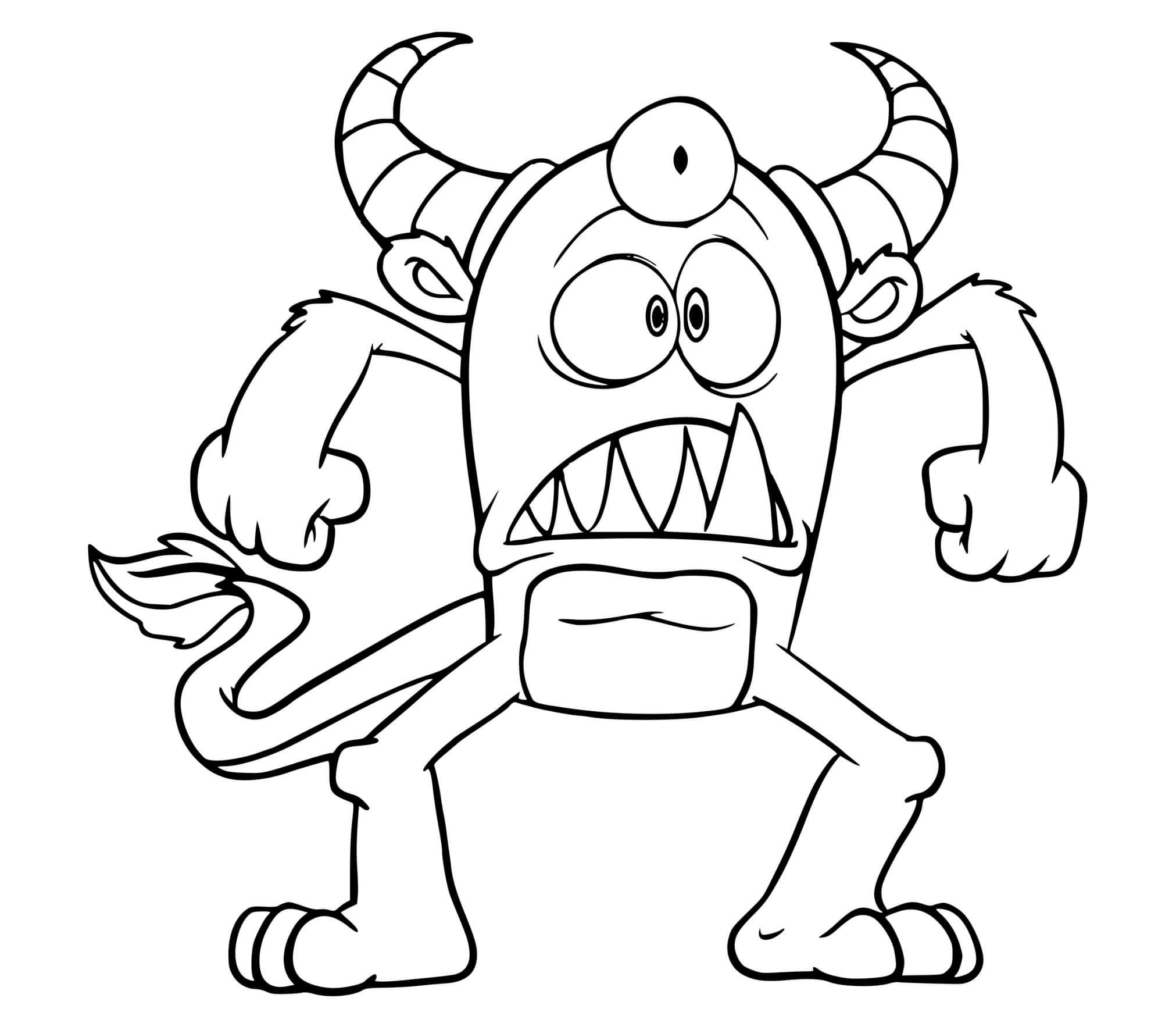 Coloriage Monstre Avec Trois Yeux - Monstre à imprimer